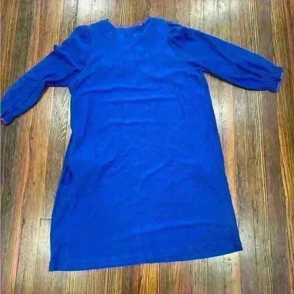 Vintage Helen Of Troy Blue Bibbed Nightgown Size Medium With Pockets - Picture 6 of 6